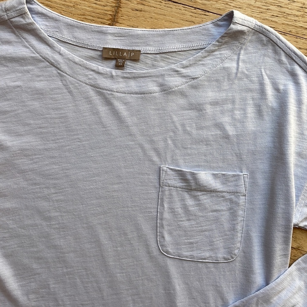 LILLA P Long sleeve pocket tee lilac, size XS - Picture 2 of 8